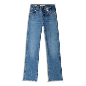 Levi's Wedgie Fit, Straight Leg, Raw Hem Jeans, Size 23 / 26 inch length,